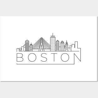 Boston Minimal Skyline Posters and Art